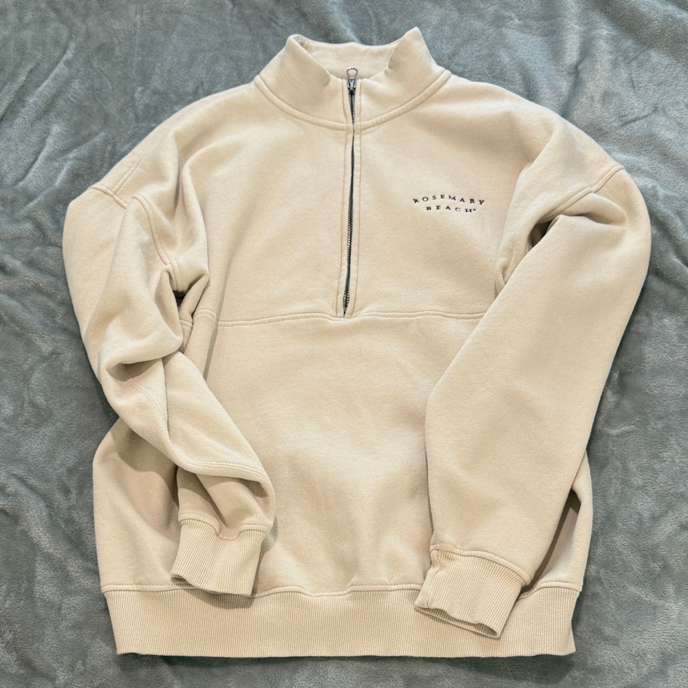 Rosemary Beach Beige Half-Zip Fleece Pullover